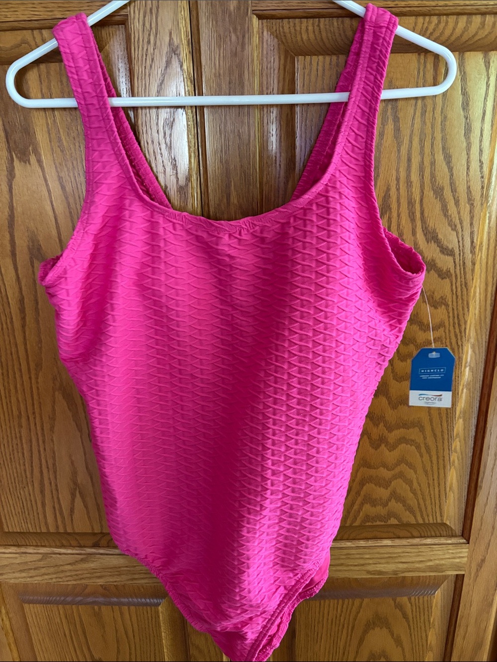 Hot Pink Textured One-Piece Swimsuit Lands End Women 18